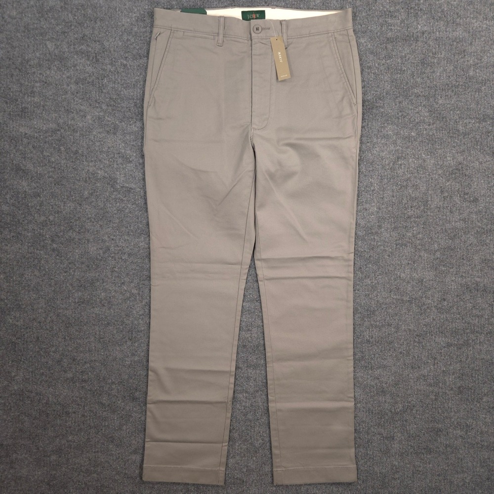 J Crew Pants Mens 30X30 Light Gray Chino Slim Tapered Stretch Twill Preppy NEW